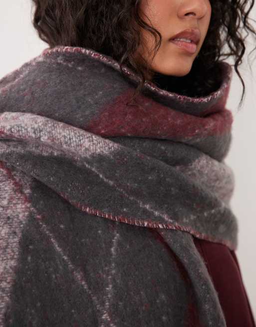 Cotton on luxe tassel scarf in red pink grey argyle, 2 of 3