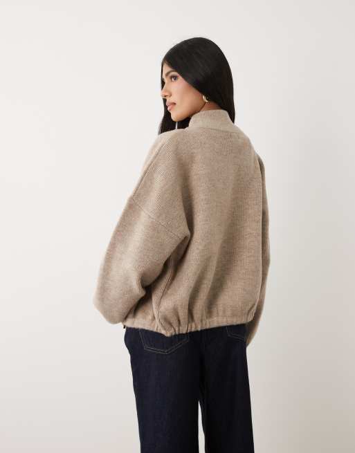 Cotton On Luxe tuck hem bomber in chai dust marle, 3 of 4