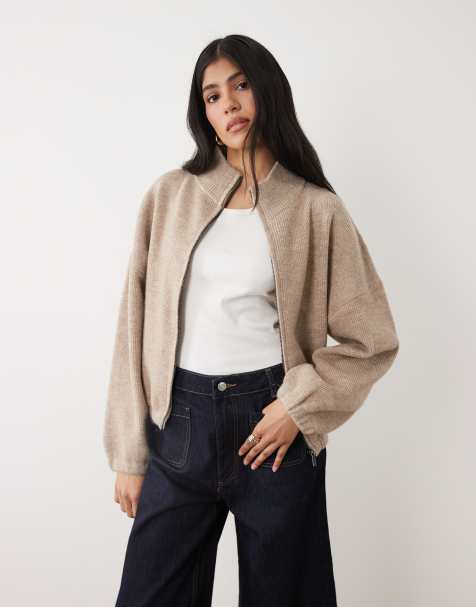Cotton On Luxe tuck hem bomber jacket in chai dust marle - view 1