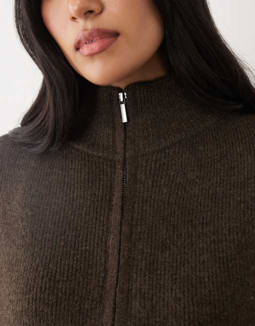 Cotton On Luxe tuck hem bomber jacket in dark oak marle, 3 of 4