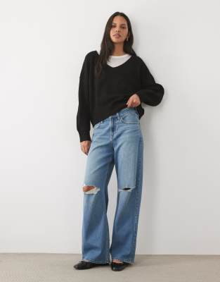 Cotton On Luxe V Neck Knit In Blue
