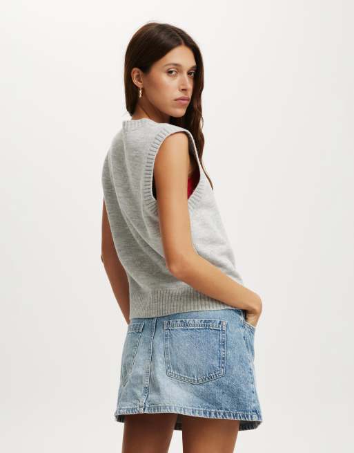 アンスクリア Cotton V Neck No Sleeve Knit long-sleeve-relaxed-fit-v-neck