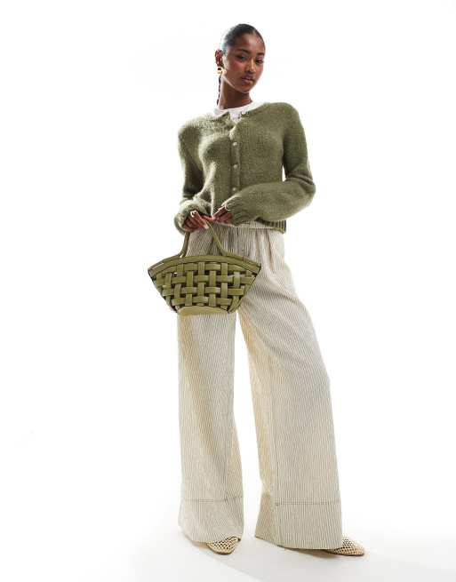 Cotton On – Luxuriöse Strickjacke in gebrannten Olivgrün mit Rundhalsausschnitt, 4 von 4