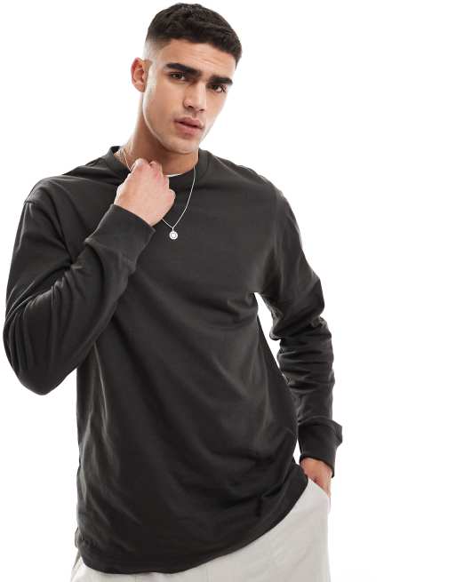 Cotton On – Luźny T-shirt z długimi rękawami w kolorze spranej czerni