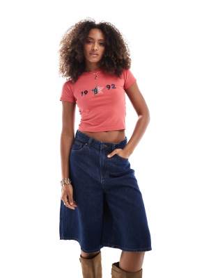 Cotton:on Cotton On Lyocell Wide Leg Denim Jorts In Blue