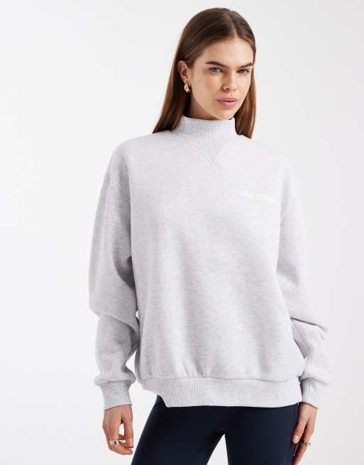 Cotton On - Lysegrå plysset sweatshirt med ståkrave og 'Ski Tour'-grafik, 3 af 4
