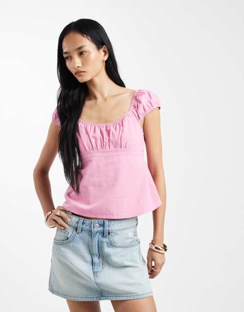 Cotton On - Lyserød babydoll-bluse med bindebånd på ryggen - view 1