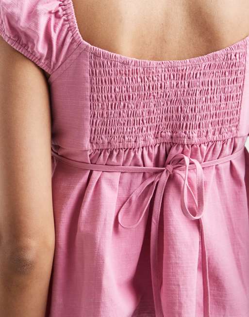 Cotton On - Lyserød babydoll-bluse med bindebånd på ryggen, 3 af 4