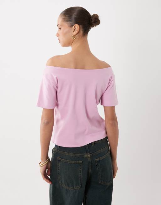 Cotton On - Lyserød sporty offshoulder-T-shirt med grafik, 4 af 4