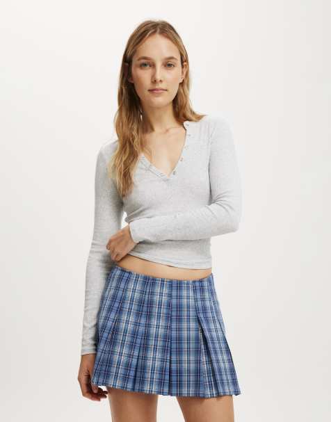 Cotton On Mae pleated mini skirt in blue