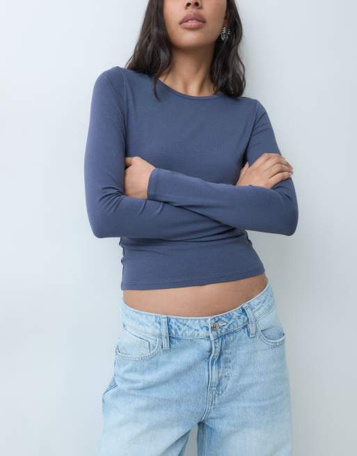 Cotton On maglia liscia a maniche lunghe da tutti i giorni navy, 3 di 5