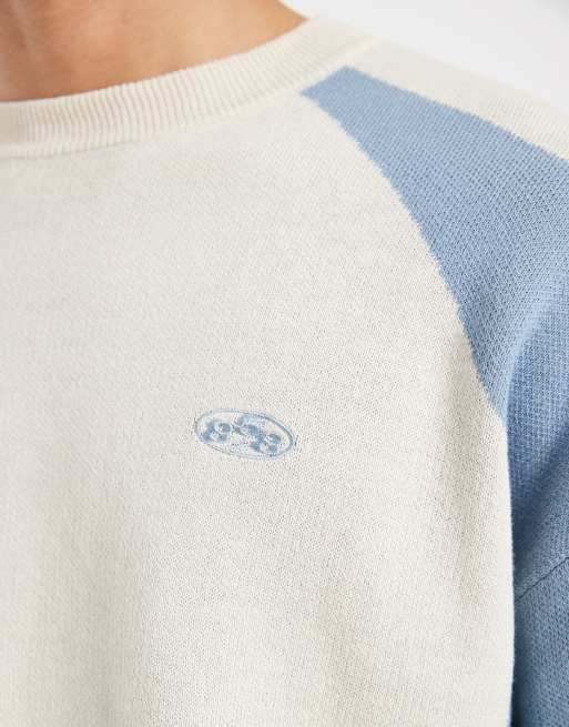 Cotton On - Maglietta girocollo a maniche lunghe blu con pannelli, 5 di 5