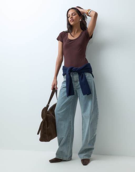 Cotton On maglietta liscia con scollo a barchetta in rosso ciliegia, 2 di 5
