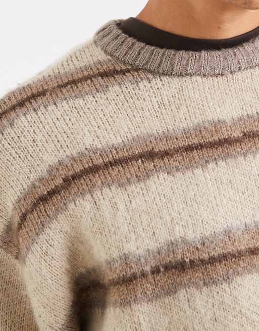 Cotton On - Maglione lanuginoso girocollo squadrato grigio a righe, 5 di 5