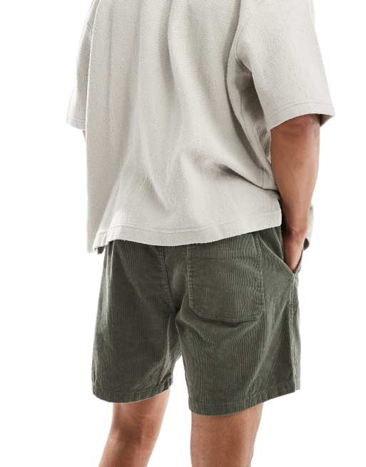 Cotton On - Makkelijke short van corduroy in kaki met wassing, 5 van 5