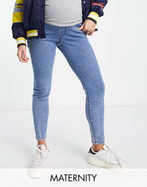 Cotton On – Mammakläder – Mellanblå skinny jeans med superstretch 