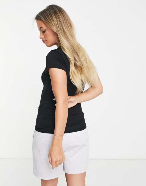Cotton On – Mammakläder – Svart t-shirt med omlottdesign framtill , 2 av 4