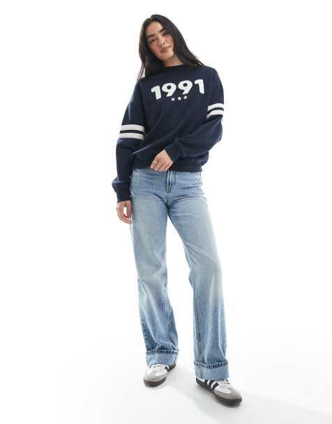 Cotton On – Marinblå sweatshirt i vintage-stil med tryck - view 1