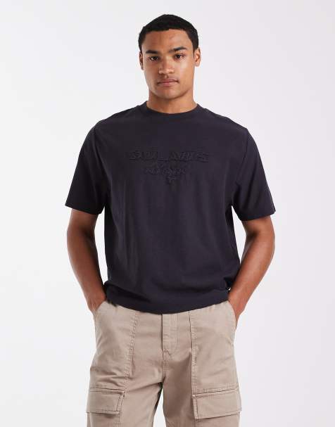 Cotton On – Marinblå t-shirt med boxig passform och texttryck - view 1