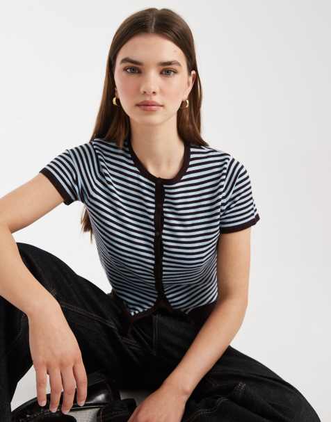 Cotton On - Marineblå cardigan med rund hals og korte ærmer - view 1