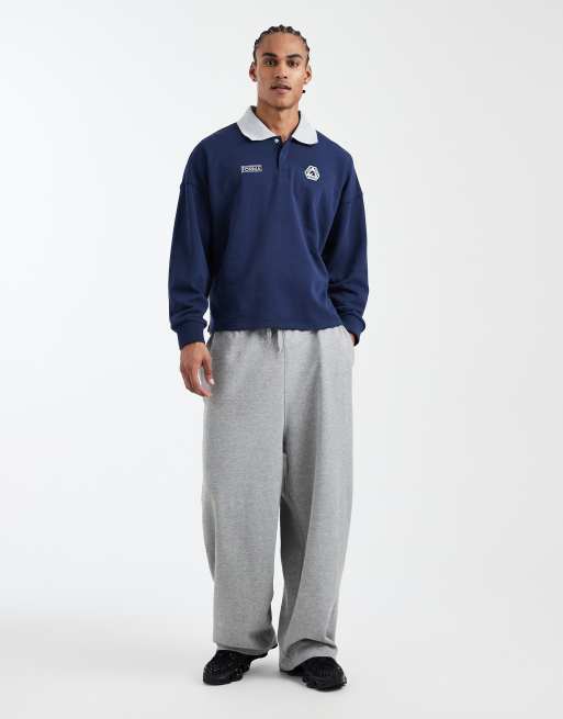 Cotton On - Marineblå cropped poloskjorte med grafisk print i fleece, 2 af 5