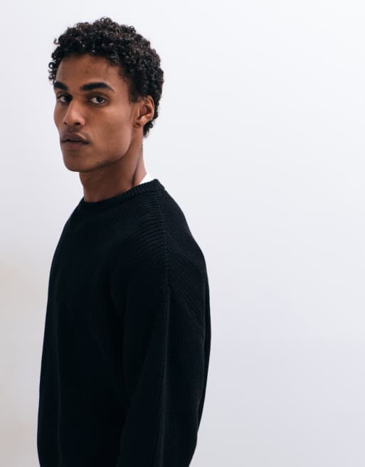 Cotton On - Marineblå strikket trøje med rund hals i firkantet pasform, 4 af 5