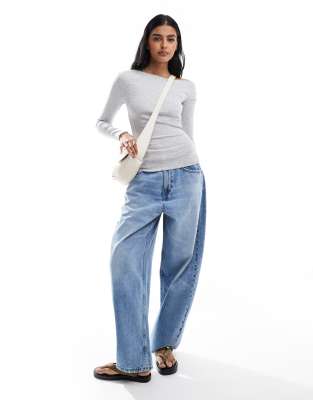 Cotton:on Cotton On Marlow Asymmetric Long Sleeve Top In Gray