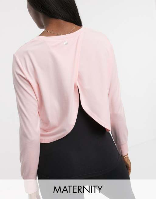 Cotton On Maternity - Active - Top a maniche lunghe incrociato sulla schiena rosa