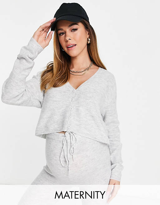 Cotton On Maternity - Cardigan corto grigio in coordinato - GREY