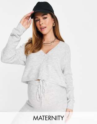 Cotton On Maternity - Cardigan corto grigio in coordinato - GREY