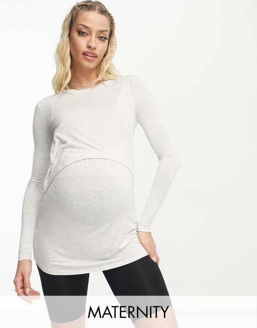 Cotton On Maternity - Grå to-i-en-top med lange ærmer 