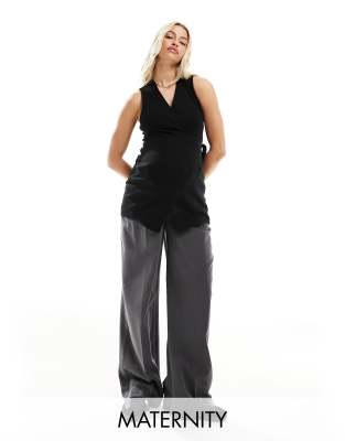 Cotton:On Cotton On Maternity knitted rib wrap vest-Black