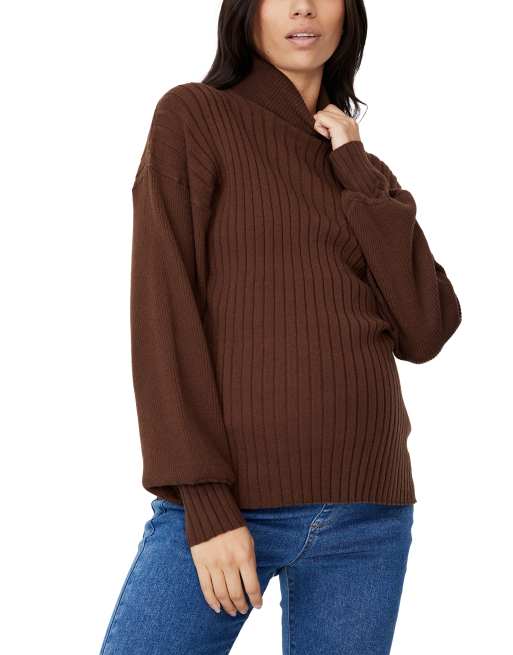 Cotton On Maternity - Pullover dolcevita marrone