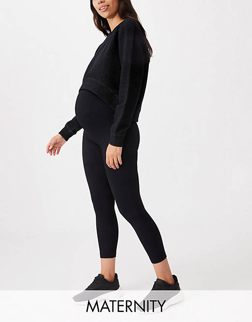 Cotton On Maternity seamless rib 7/8 activewear leggings in black
