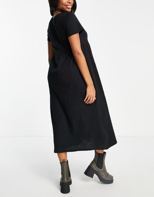 Cotton On Maternity short sleeve babydoll midi dress in black , 2 of 4