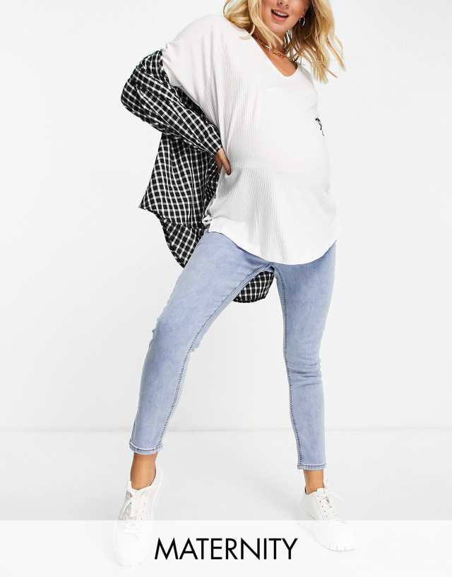 Cotton:On - Cotton On Maternity underbump cropped skinny jean in light wash