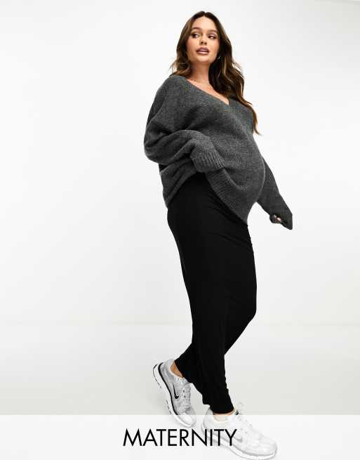Cotton On Maternity v-neck sweater in gray heather 