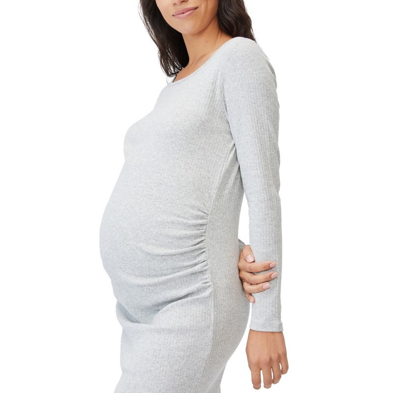 Vestiti casual 2glSV Cotton On Maternity - Vestito a maniche lunghe grigio con bordo ondulato