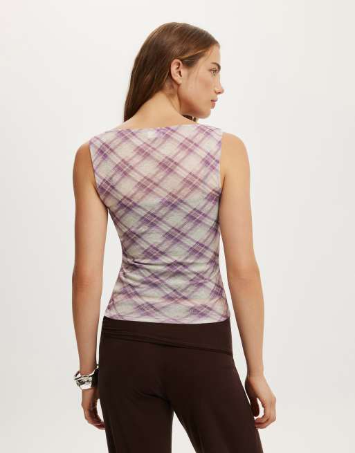Cotton On Maxi check mesh tank in multi, 4 of 4