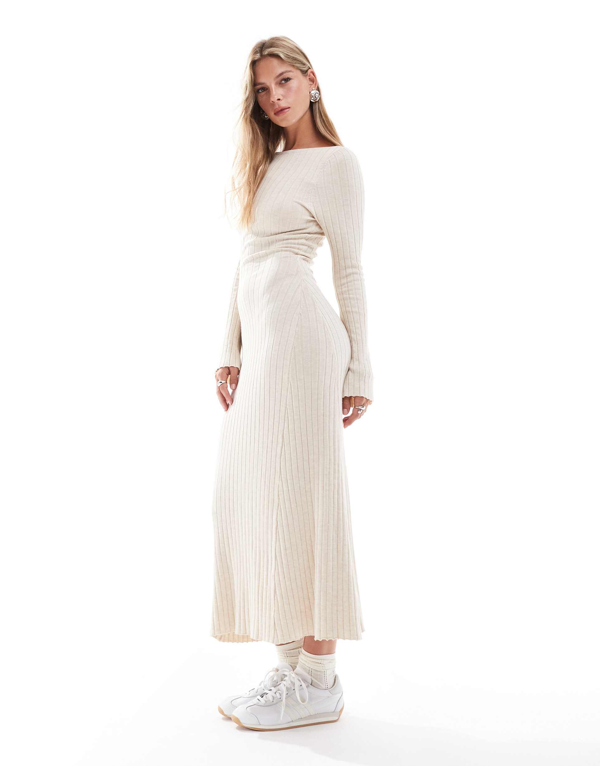 cotton on maxi knit dress in heathered oatmeal