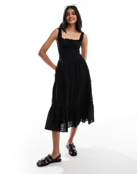 Cotton On maxi prairie dress in black - view 1
