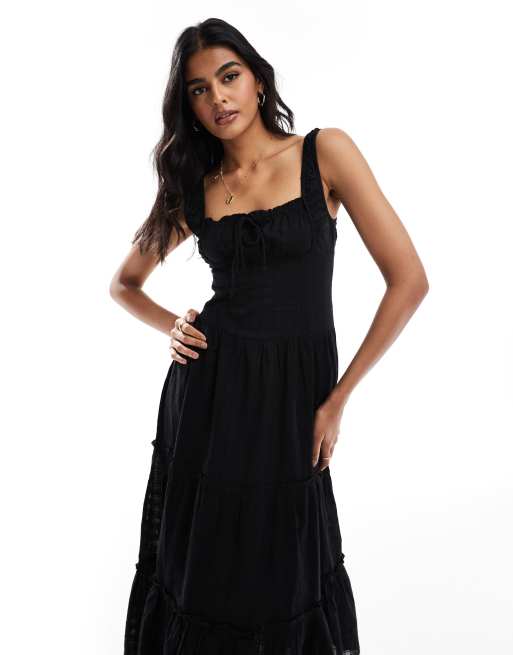 Cotton On Maxi Prairie Dress in Black