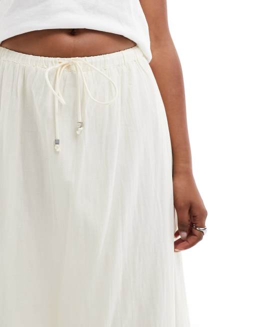 Cotton On maxi prairie skirt with lace trim detail in stone , 4 of 5