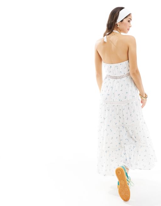 Cotton On – Maxi-Prärie-Kleid mit Neckholder-Träger und zartblauem Blümchenmuster , 2 von 4
