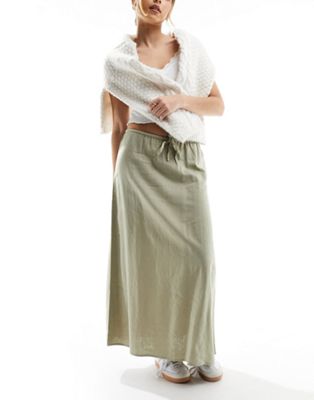 Cotton:on Cotton On Maxi Shift Skirt In Sage Linen Blend-green