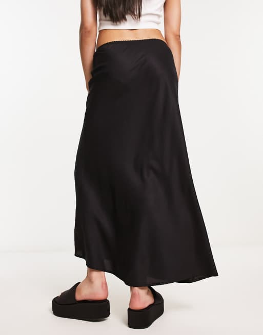 Maxi Slip Skirt in Black