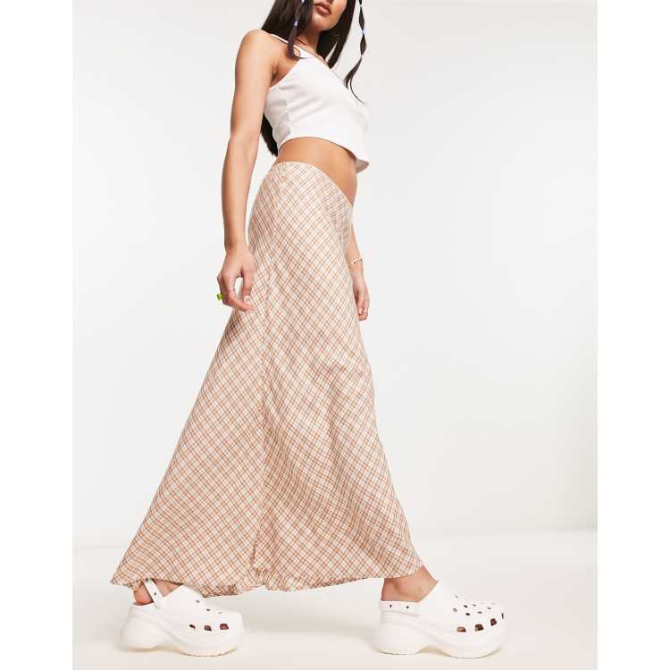 Cotton On maxi slip skirt in check ASOS