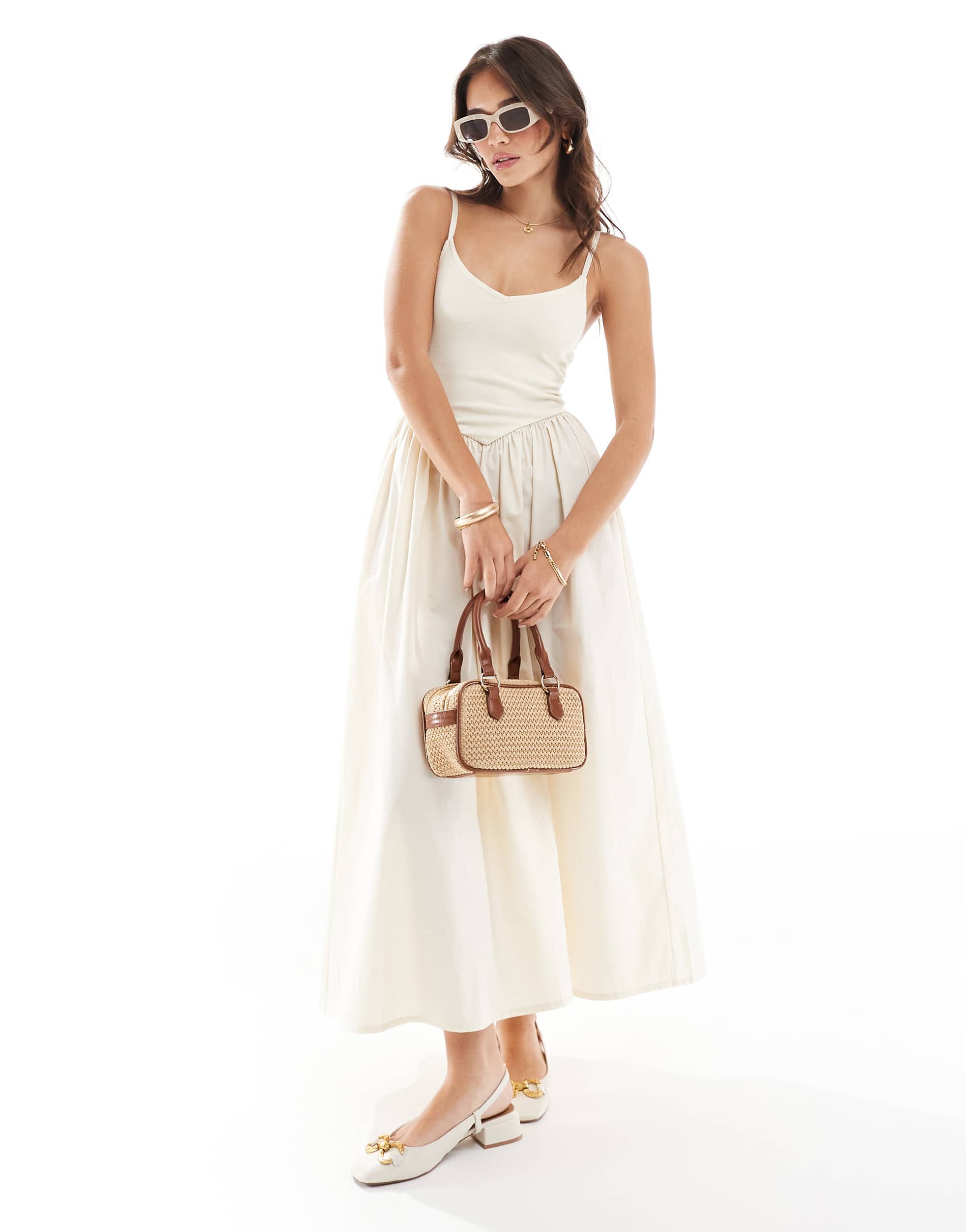 cotton on maxi v waist dress in buttermilk