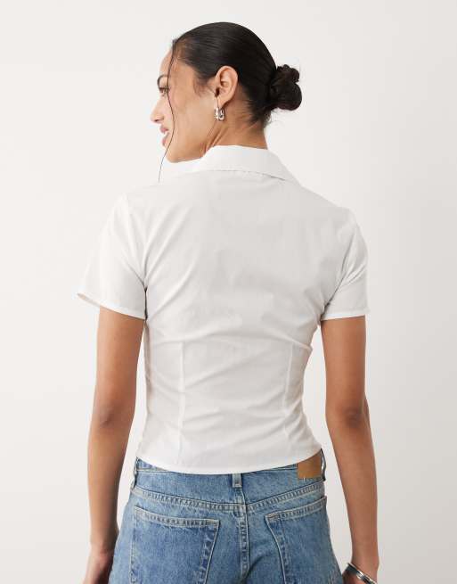 Cotton On - Maya - Camisa blanca fruncida de manga corta, 4 de 4
