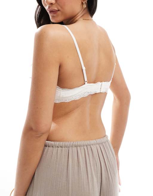 Cotton On - Meleret lysegul bralette med bølgekant i pointelle-stof, 3 af 4